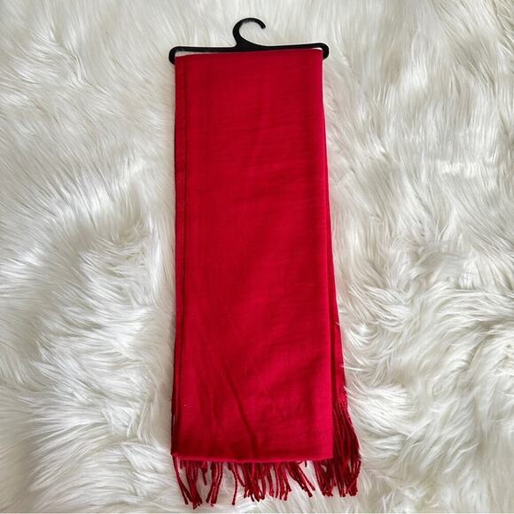Pashmina Soft Silky Reversible Solid Color Red Shawl Wrap Scarf W/ Fringes - Picture 1 of 3